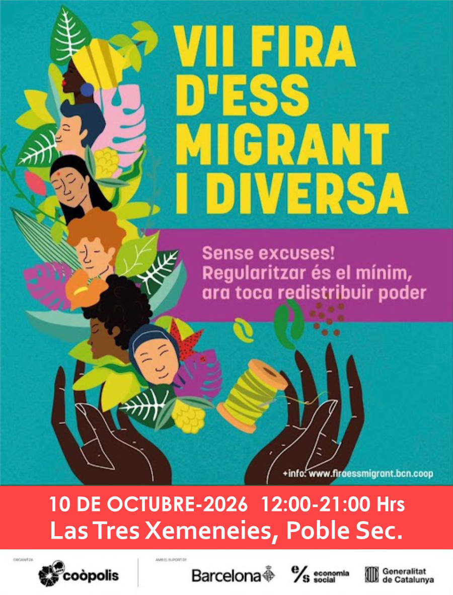 Póster vertical del Gran Mercadillo Solidario de No Más Invisibles - Recaudación de fondos para comidas y kits de higiene en Barcelona